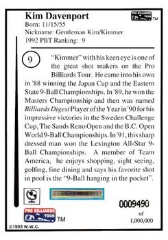 1993 Pro Billiards Tour #9 Kim Davenport Back
